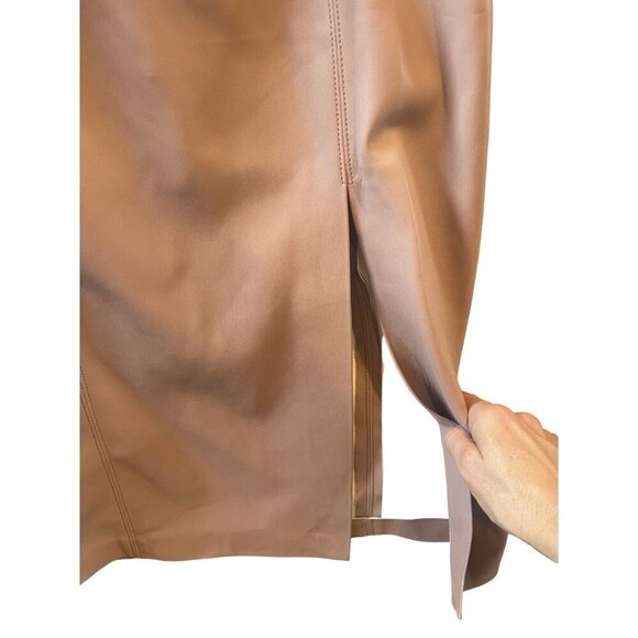 NWT Susana Monaco faux vegan leather sheath high slit beige tan broiche small - Picture 7 of 11